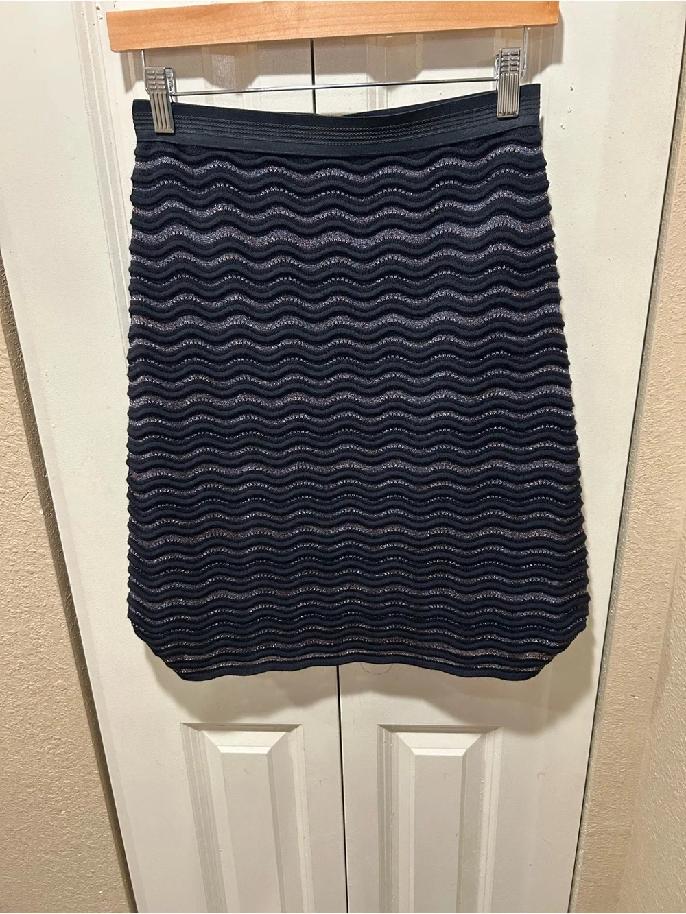 Tory Burch Merino Wool Striped Skirt Set Metallic Textured  , XS